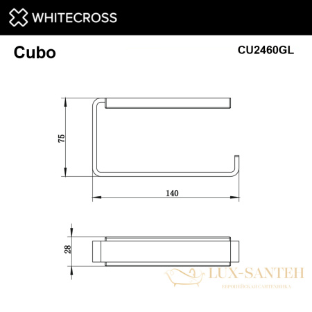 держатель туалетной бумаги whitecross cubo cu2460gl, золото