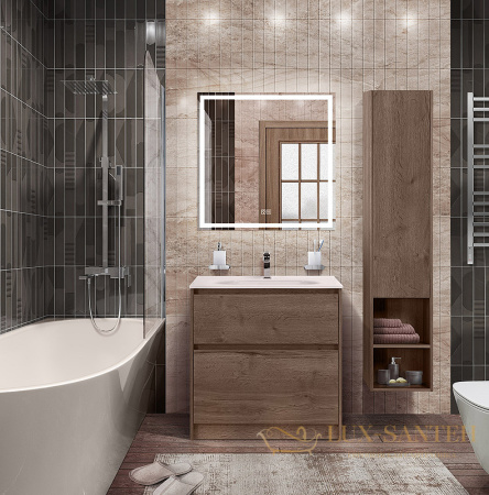 тумба под раковину belbagno kraft kraft-800-2c-pia-rt 80 см, rovere tabacco