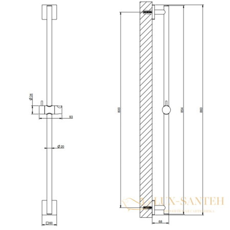 душевая штанга gessi rilievo 59244.279 860 мм, белый матовый