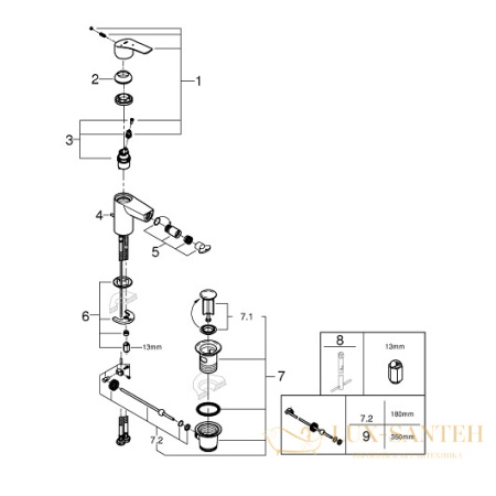 смеситель grohe eurosmart 32928003 для биде, хром