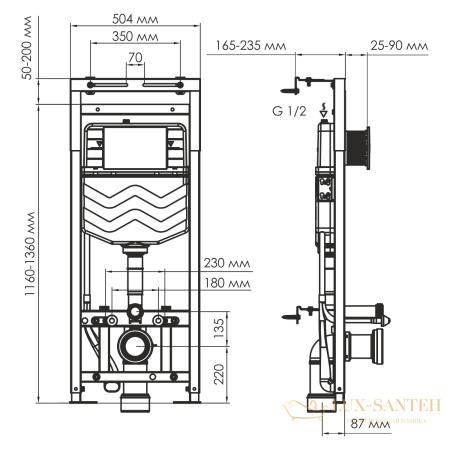 инсталляция для унитаза wasserkraft alme 15 15tlt.010.me.mg01 с панелью смыва, золотой матовый