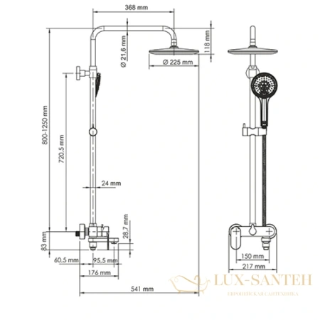 душевая система wasserkraft a17401, хром/черный