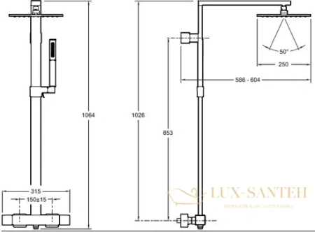 душевая стойка jacob delafon strayt e98321-cp