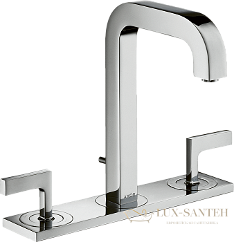 смеситель для раковины 170, axor citterio, 39136000, на 3 отв., излив 140мм, с панелью, с донным клапаном, хром
