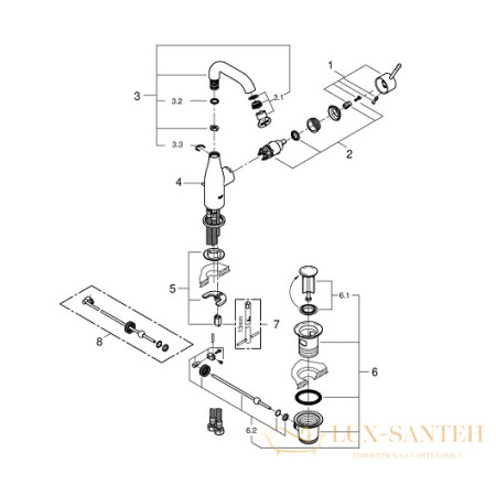 смеситель grohe essence 23462001 для раковины, хром