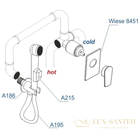 гигиенический комплект wasserkraft wiese a84095, оружейная сталь