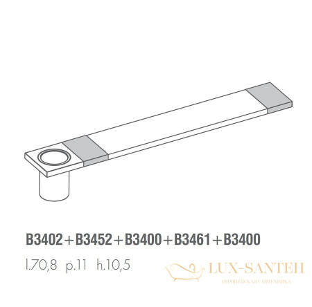 стеклянная полка colombo design domino b3461+b3452 70,8 см со стаканом, хром