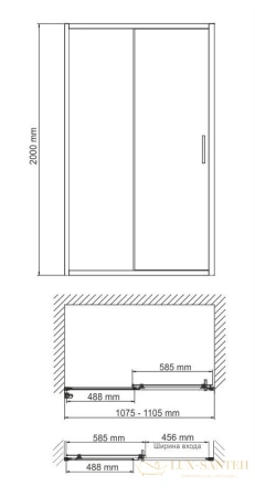 душевая дверь wasserkraft main 41s13 110 см 