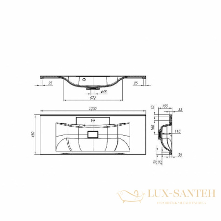 раковина belbagno bb1200/450-lv-mr-pr 120 см, белый