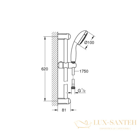 душевой гарнитур grohe new tempesta 100 27794001, хром