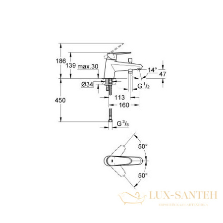 смеситель grohe eurodisc cosmopolitan 33192002 для ванны, хром