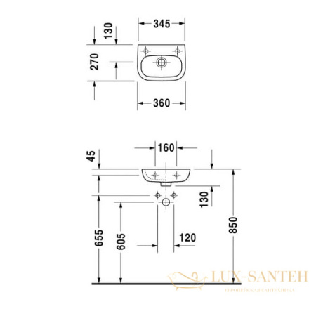 раковина duravit d-code 07053600002 360х270 мм без отверстия под смеситель, белый