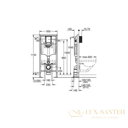 инсталляция для подвесного унитаза grohe rapid sl, 38584001