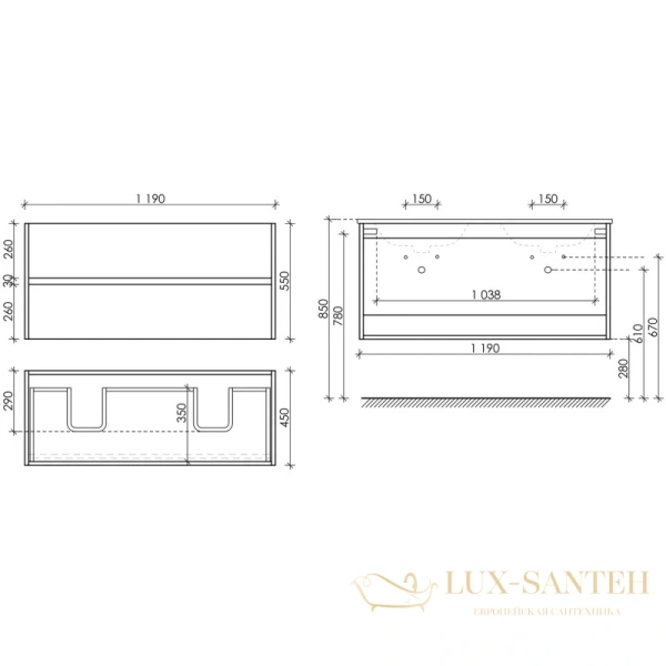 тумба sancos urban ur120-2w 119 см, белый глянец