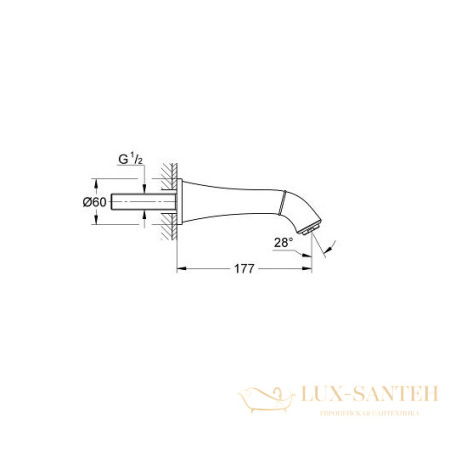 излив grohe grandera 13341ig0 для ванны, хром/золото