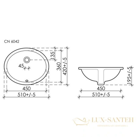 раковина ceramica nova element cn6042 51x42 см, белый