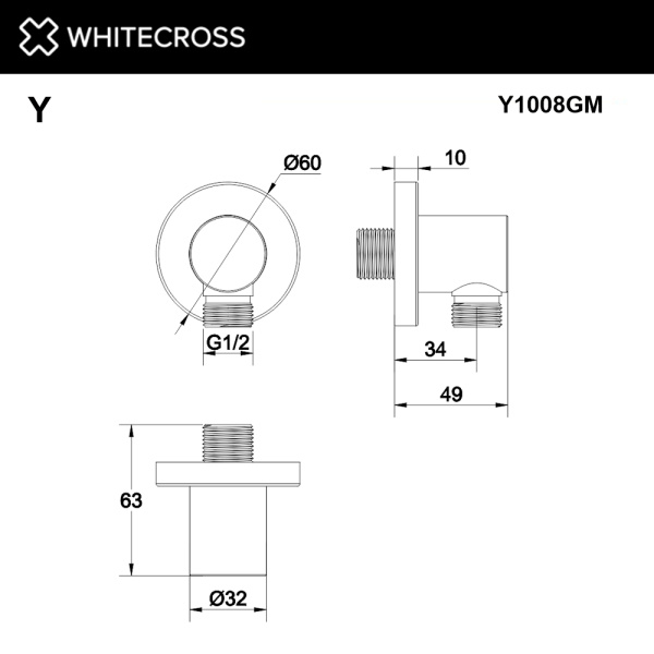 угловой соединительный элемент whitecross y1008gm, оружейная сталь