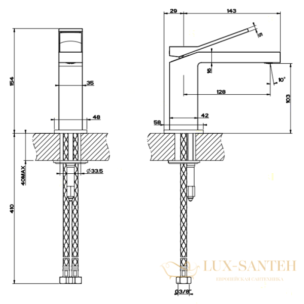 смеситель для раковины gessi rettangolo k 53002.031, хром