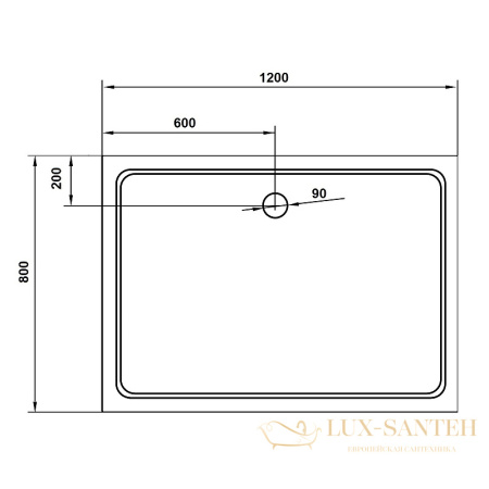 душевой поддон cezares tray smc tray-m-ah-120/80-35-w из стеклокомпозита 120x80, белый