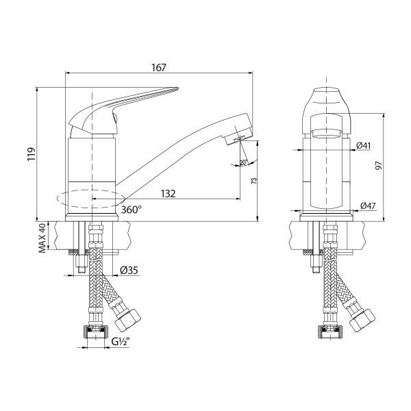 смеситель для умывальника lemark plus advance lm1207c