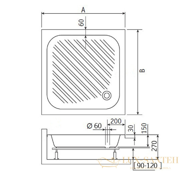 акриловый поддон rgw acrylic 16180188-51 для душа b/cl-s 80x80, белый