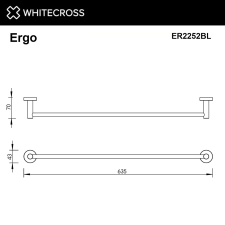 полотенцедержатель 600 мм. whitecross ergo er2252bl, черный мат