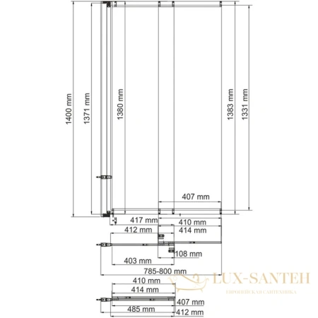 шторка wasserkraft main 41s02-80 для ванны 80 см 