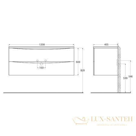 тумба под раковину belbagno acqua acqua-1200-2c-so-bl 120 см подвесная, bianco lucido