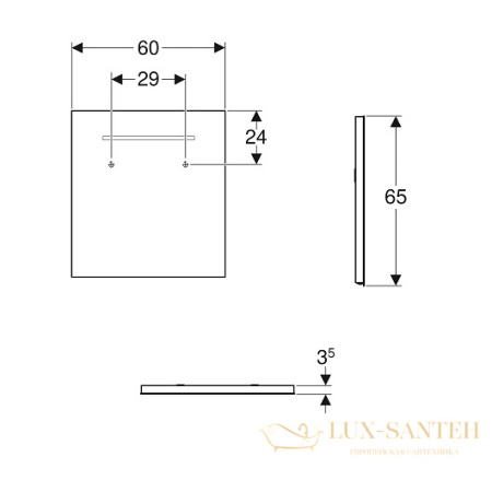 зеркало geberit renova compact 862360000 600х650 мм, зеркальный