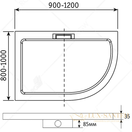 душевой поддон rgw gws 03150490-01l из искусственного камня gws-41-l 100x90, белый