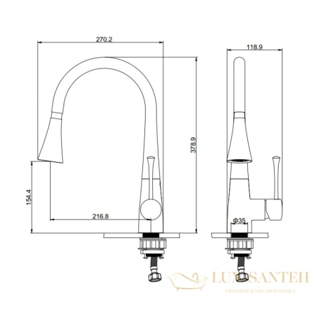 смеситель schein 50222/1046024 для кухни, хром