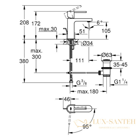 смеситель grohe plus 23870003 для раковины, хром