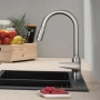 смеситель для кухни hansgrohe focus m42 с вытяжным изливом сталь (71800800)