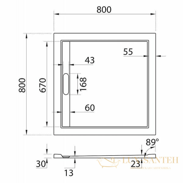 душевой поддон cezares tray as tray-as-a-80-30-w из искусственного камня 80x80, белый