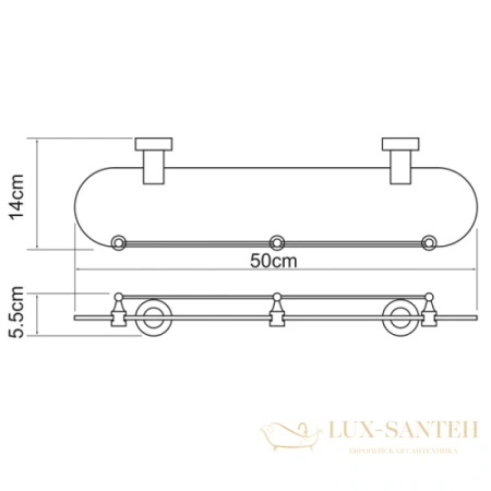 полка стеклянная wasserkraft donau k-9444 50 см, хром