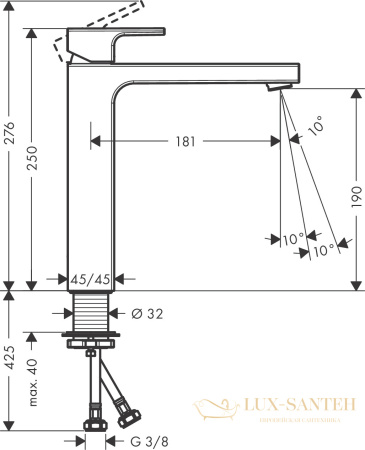 смеситель для раковины hansgrohe vernis shape 190 71591000 хром