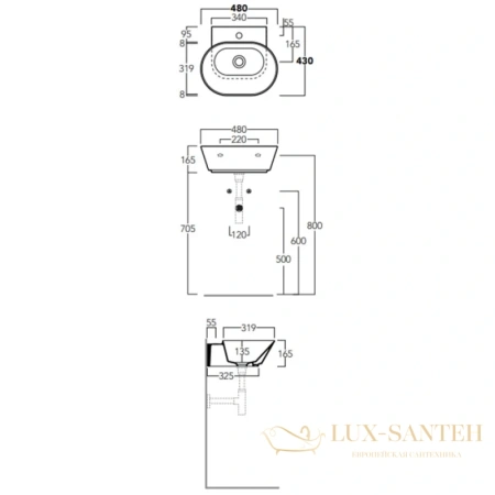 раковина simas wave wa06 bi*1 48x43 см, белый