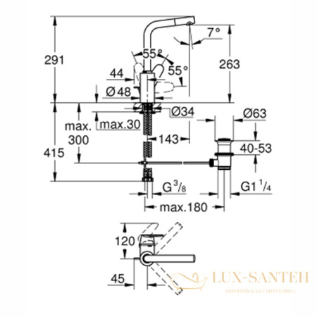 смеситель grohe eurodisc cosmopolitan 23054003 для раковины, хром