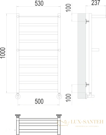 полотенцесушитель водяной terminus хендрикс 4670078529824 с полкой п10 500x1000