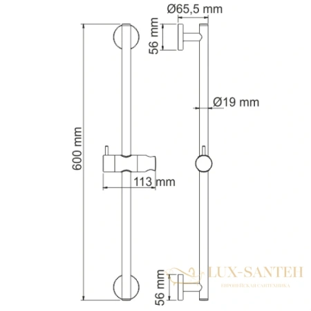 душевая штанга wasserkraft a122 60 см, хром