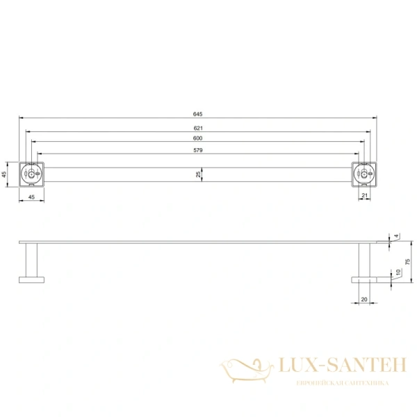 полотенцедержатель villeroy & boch elements-striking tva15200200061 64,5 см, хром