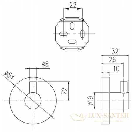 крючок villeroy & boch elements-tender tva15101100061, хром