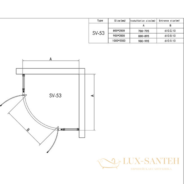 душевой уголок rgw stilvoll 06325399-14 sv-53-b 90х90, профиль черный, стекло прозрачное