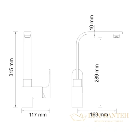 смеситель wasserkraft dinkel 5807 для кухни, хром