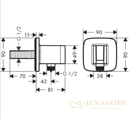 шланговое подсоединение hansgrohe fixfit q 26887340 с держателем