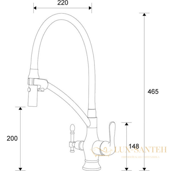 смеситель zorg sanitary zr347-8yf для кухни, хром/белый