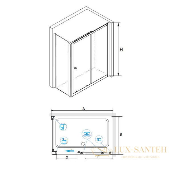 душевой уголок rgw classic 04094558-011 cl-45 150x80, профиль хром, стекло прозрачное