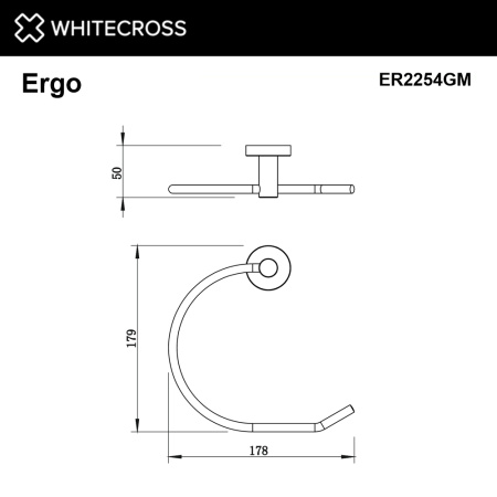 полотенцедержатель кольцо whitecross ergo er2254gm, оружейная сталь