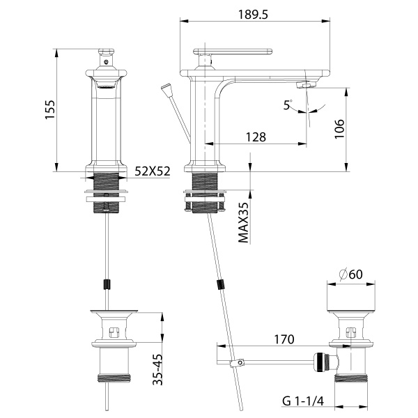 смеситель для умывальника lemark mista lm6406wg монолитный, белый/золото