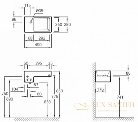 раковина jacob delafon terrace 49x28 l ega012-00